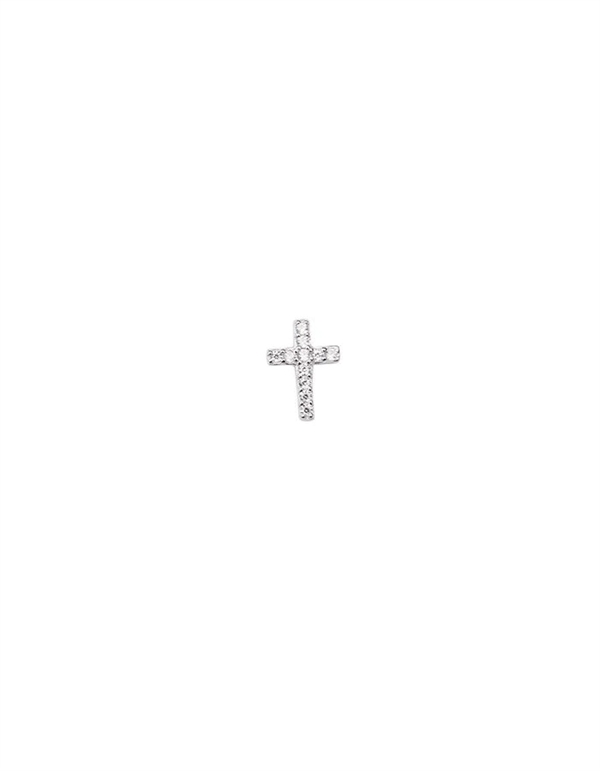 Pico Cross Crystal Stud Silver