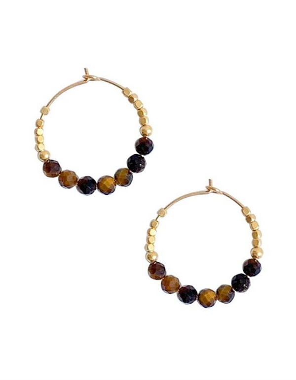 Ibu Earring Stones Hoop Tigereye