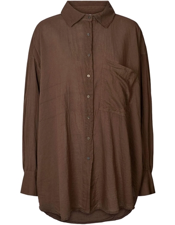 Rabens Saloner Noah Skjorte Dark Brown